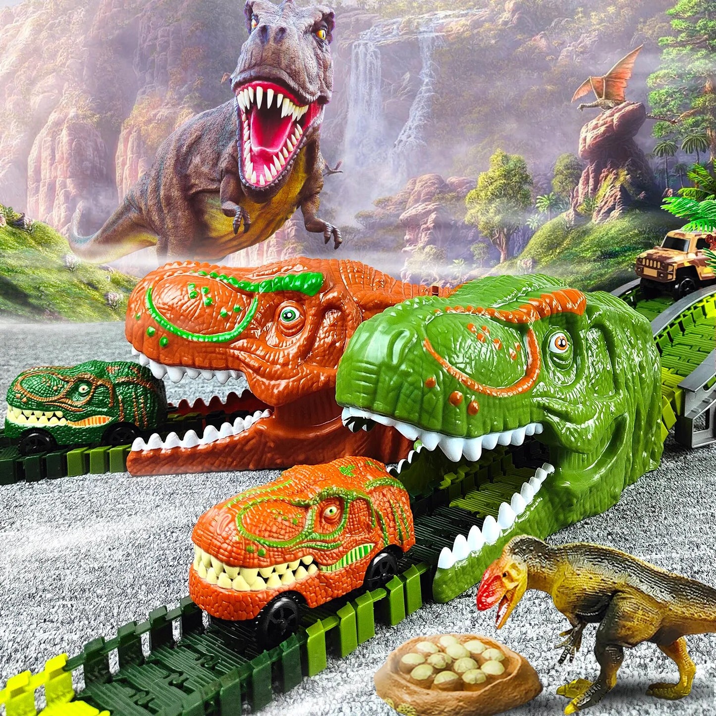 Dinosaur Railway Racing Track Play Set