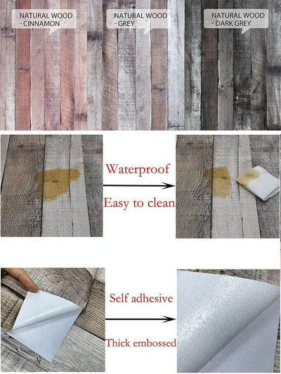 Vintage Self Adhesive Wood Grain Wallpaper