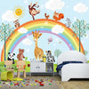 Cartoon Rainbow Animal Mural Wallpaper