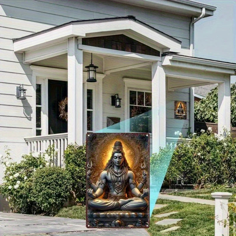 Shiva God of India, Lord Shiva Sign, Hindu Wall Art, Spiritual Decor, Metal Wall Decor, 3D Effect Sign, Zen Wall Art, Goodsshopi