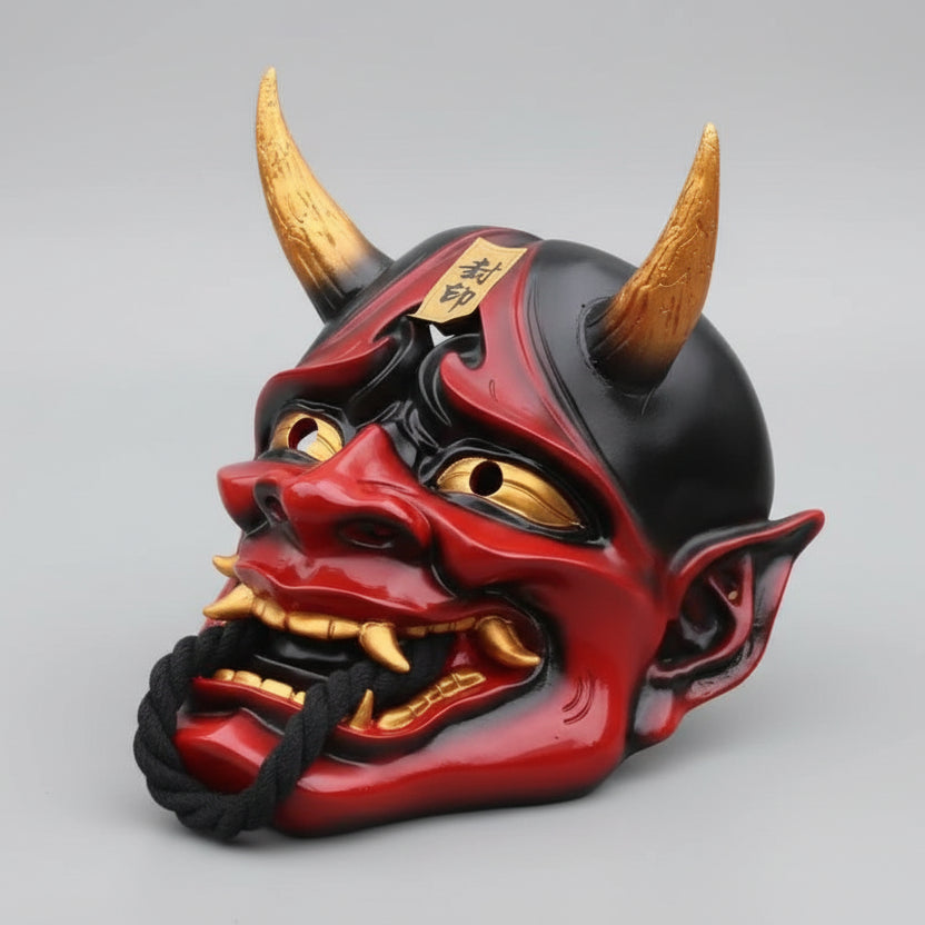 Close up detail of high quality resin texture on Hannya Mask