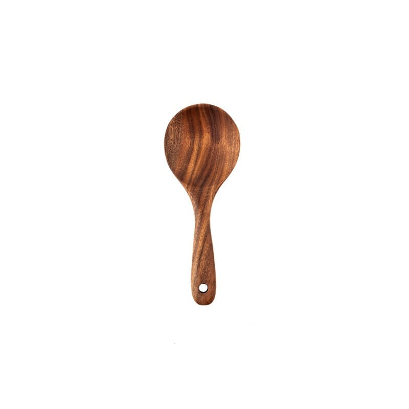 Natural Wooden Spoon Scoop Cooking Tool Set