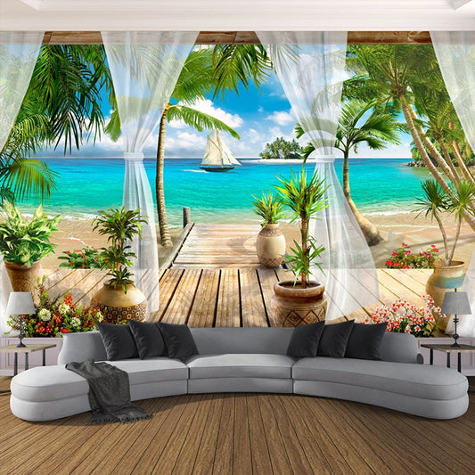 Balcony Sandy Beach Mural Wallpaper