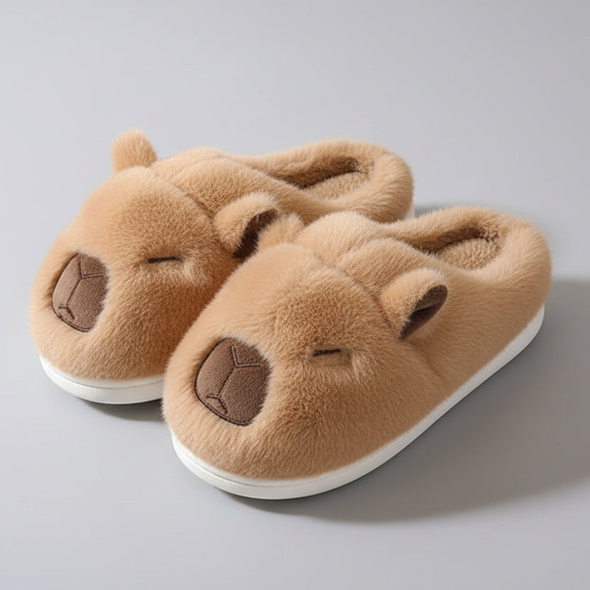 Cute Capybara Plush Slippers - Warm Soft Winter House Shoes