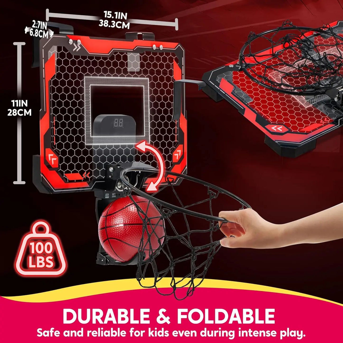 ED mini indoor basketball hoop over the door with 4 balls