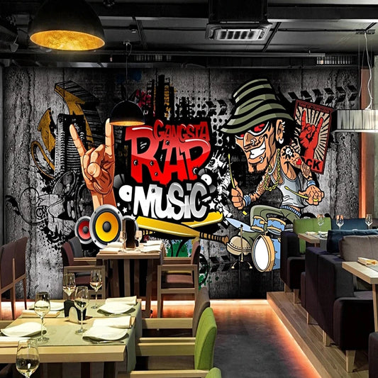 Retro Graffiti Hip Hop Mural Wallpaper