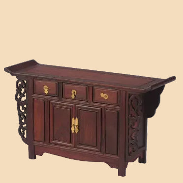 Classical premium redwood display pedestal and altar base, perfect for showcasing Buddha statues, bonsai trees, and vases.