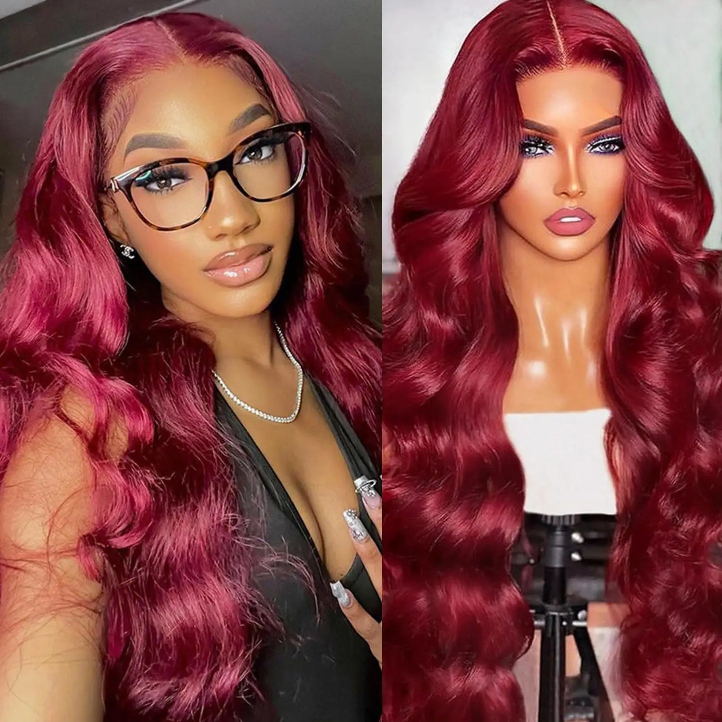 Burgundy Body Wave Wig 13x6 Human Hair