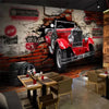 Retro Red Car Broken Wall Mural Wallpaper