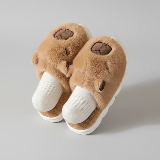 Cute Capybara Plush Slippers - Warm Soft Winter House Shoes