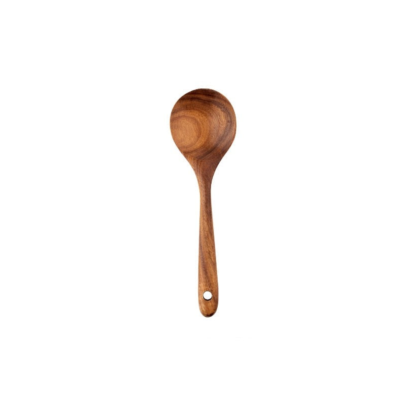 Natural Wooden Spoon Scoop Cooking Tool Set