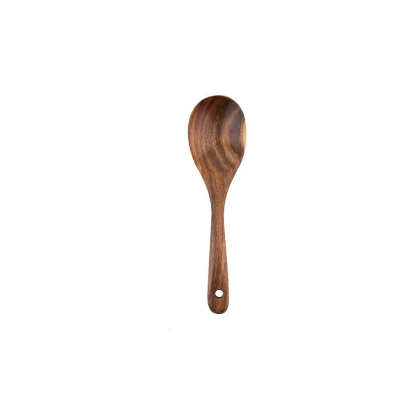 Natural Wooden Spoon Scoop Cooking Tool Set