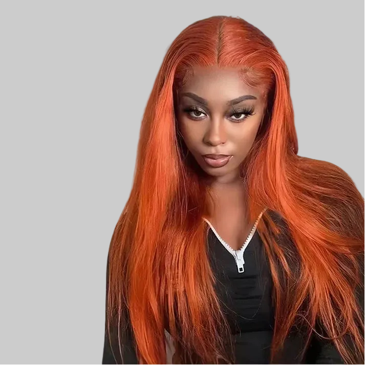 Vibrant Ginger Orange Lace Front Wig - Bone Straight