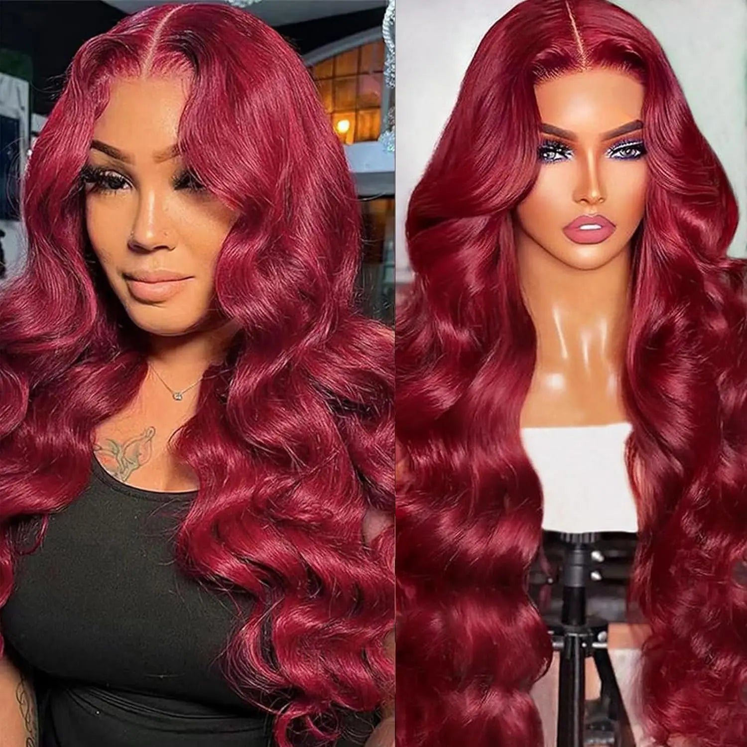 Burgundy Body Wave Wig 13x6 Human Hair