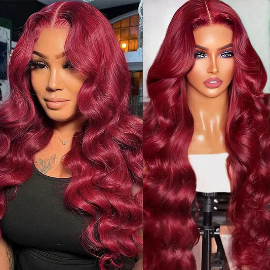 Burgundy Body Wave Wig 13x6 Human Hair
