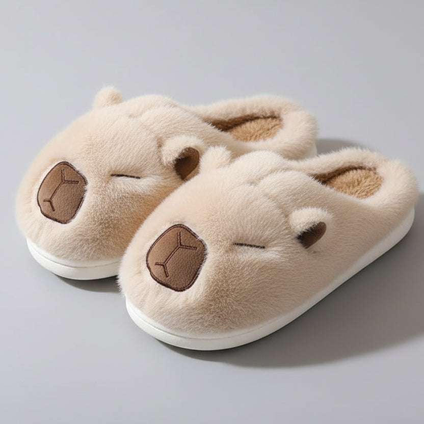 Cute Capybara Plush Slippers - Warm Soft Winter House Shoes