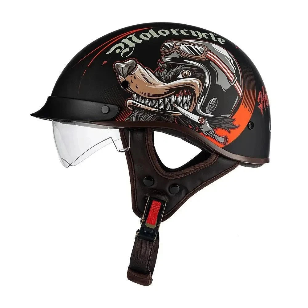 Retro Motorcycle Half Helmet Multiple Patterns