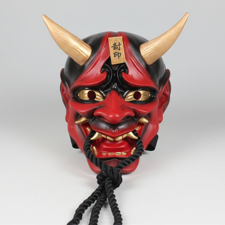 Black Resin Hannya Mask Japanese Demon Cosplay Prop front view