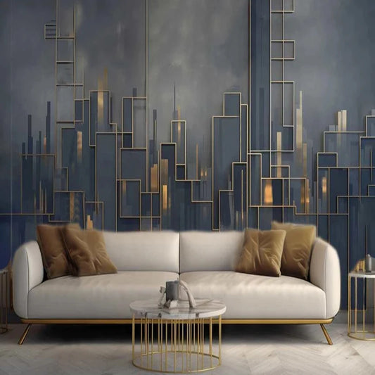 Gray Gold Urban Art Mural Wallpaper