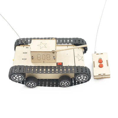 DIY Science Toys RC Wooden Army Tank