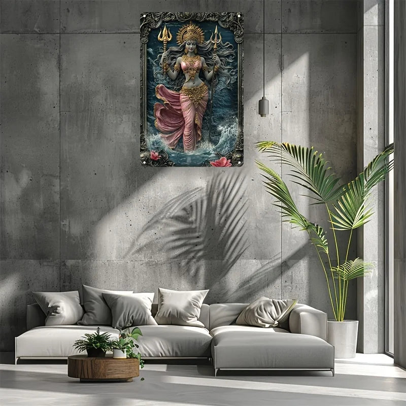 Hindu Gods Kali 3D Effect Metal Sign | Spiritual Wall Decor
