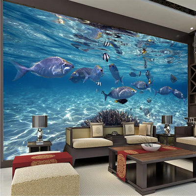 Underwater World Of Marine Fish  Mural Wallpaper