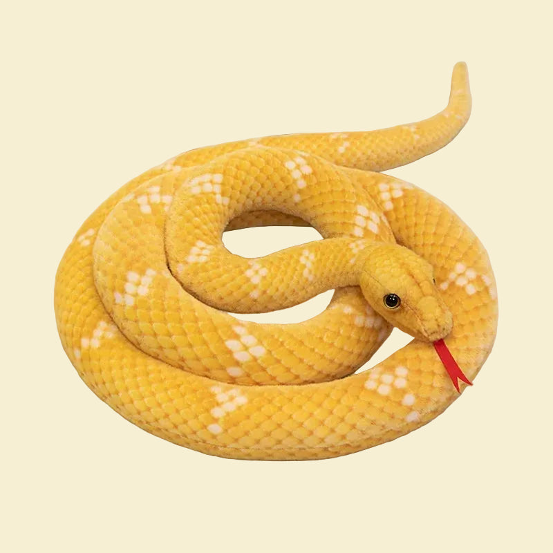 Giant yellow snake plush python stuffed animal made of soft PP cotton, perfect for kids gifts and cute room decor.