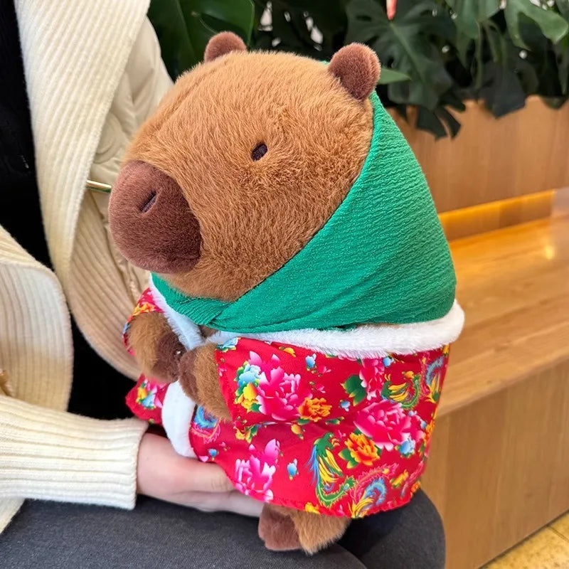 Funny Capybara Plush in Winter Coat - 12" Soft Stuffed Toy