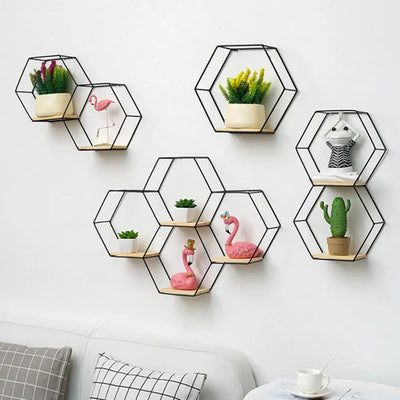 Hexagonal wall shelves shelf