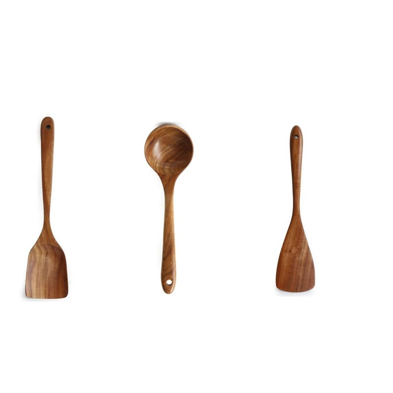 Natural Wooden Spoon Scoop Cooking Tool Set