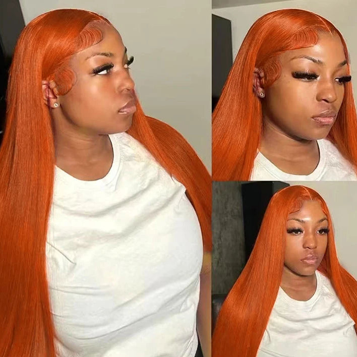 Vibrant Ginger Orange Lace Front Wig - Bone Straight
