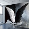 Creative Black-White Angel Wings Mural Wallpaper