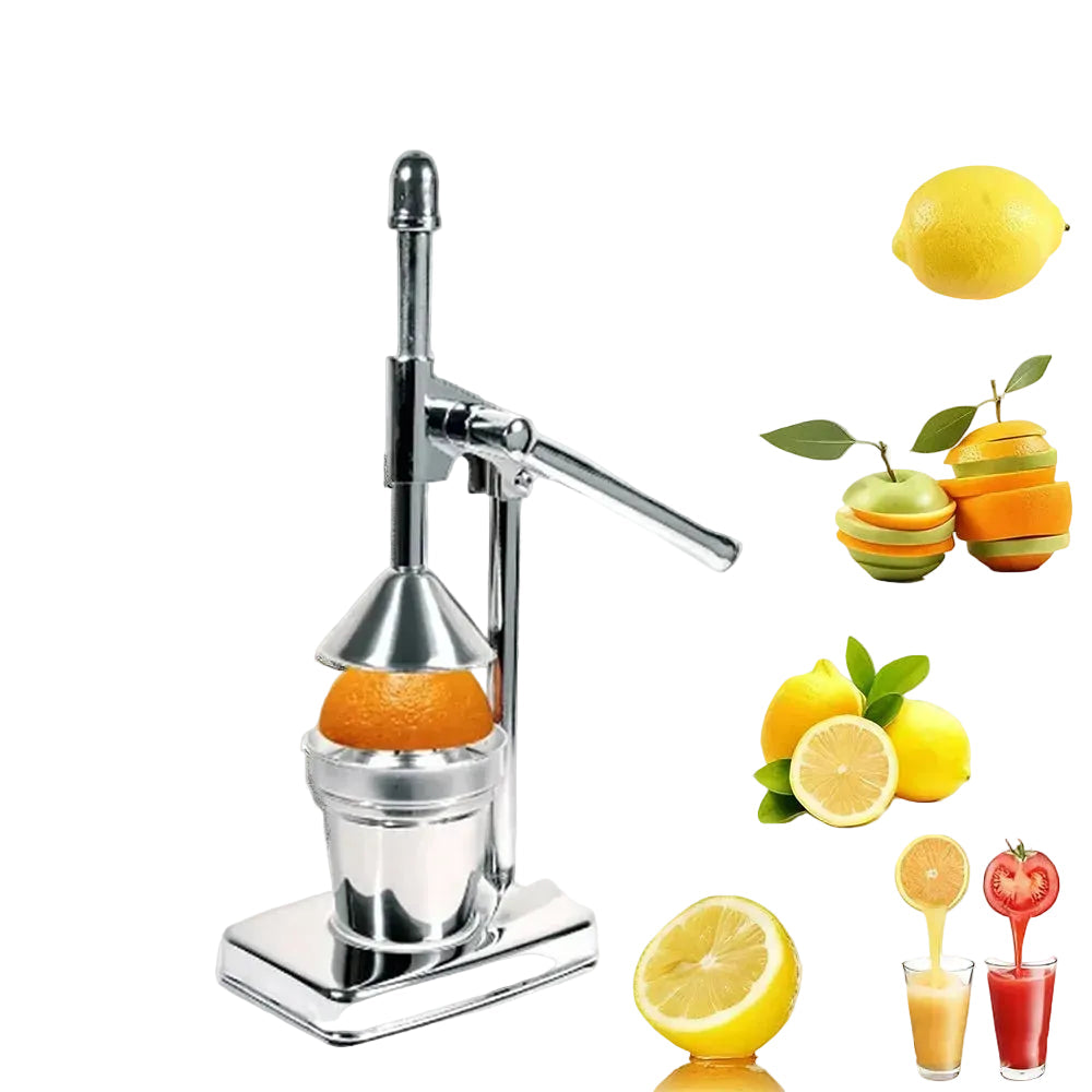 Heavy-duty stainless steel manual citrus juicer hand press with lever for oranges and lemons
