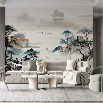 Chinese Pine Tree Landscape  Mural Wallpaper