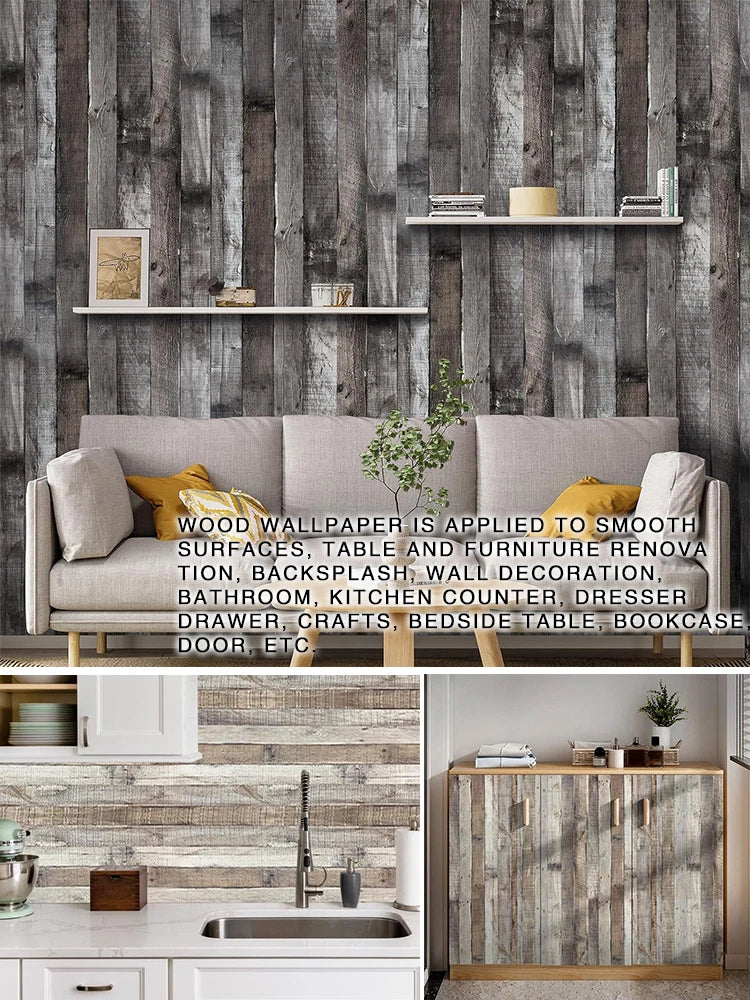 Vintage Self Adhesive Wood Grain Wallpaper