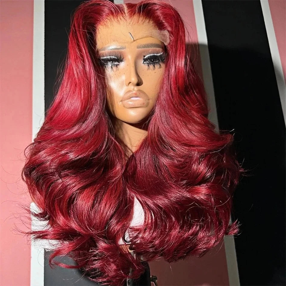 Burgundy Body Wave Wig 13x6 Human Hair