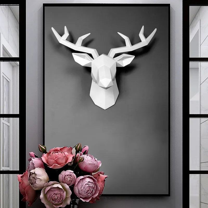 3D Deer Head Sculpture Wall Decor