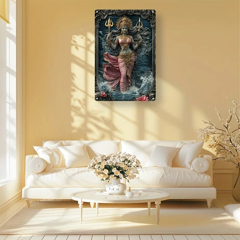Hindu Gods Kali 3D Effect Metal Sign | Spiritual Wall Decor