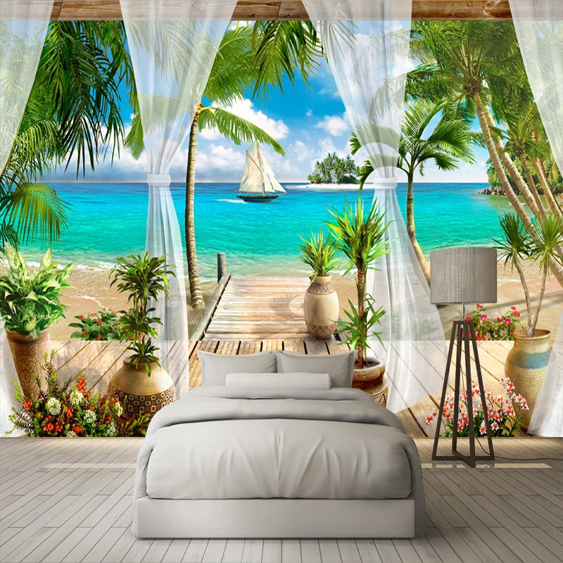 Balcony Sandy Beach Mural Wallpaper