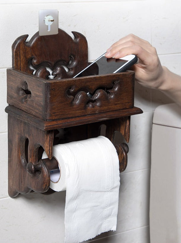 wood toilet paper holder