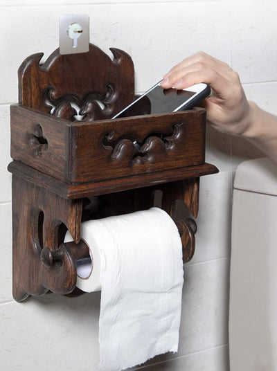 Teak Wood Toilet Tissue Holder
