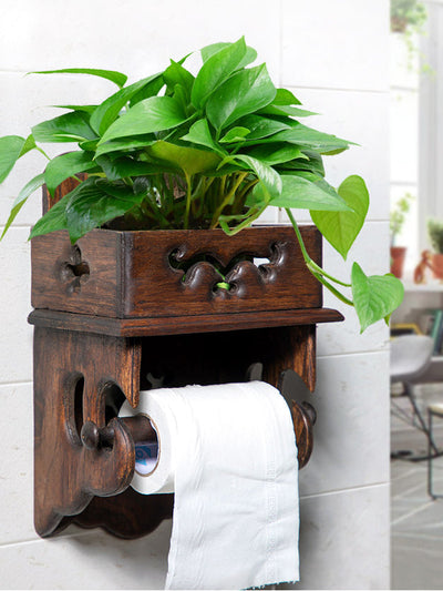 Teak Wood Toilet Paper Holder