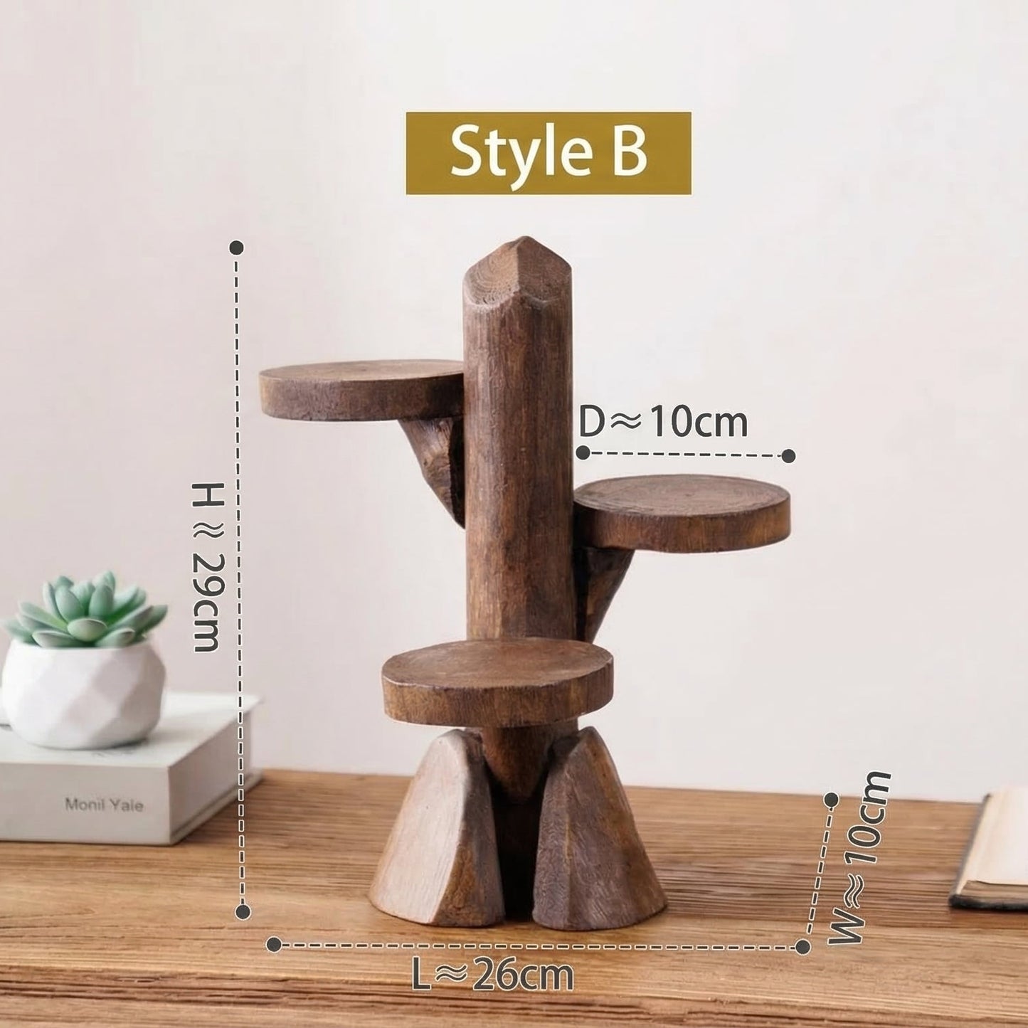 Rustic Solid Wood Tiered Plant