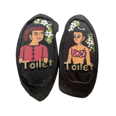 Handmade Teak Wood Toilet Sign