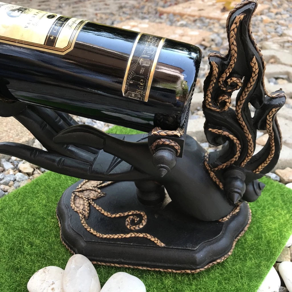 Handcrafted Rain Tree Wood Wine Bottle Holder | Artisan Decor