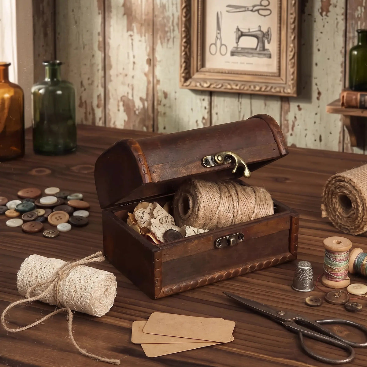 Vintage Wooden Jewelry Box