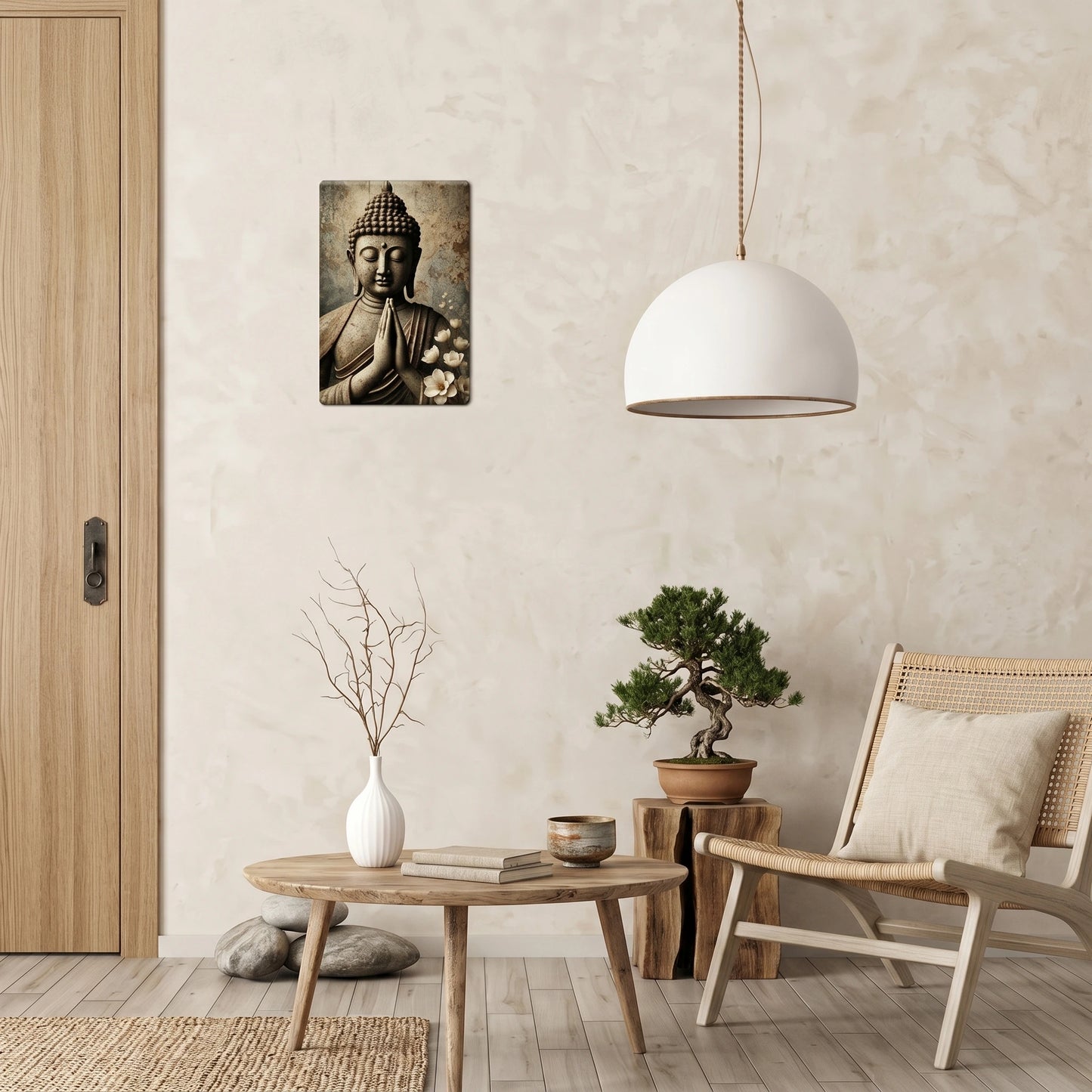 Vintage Buddha Zeichen des Friedens | Metall-Wandkunst für draußen