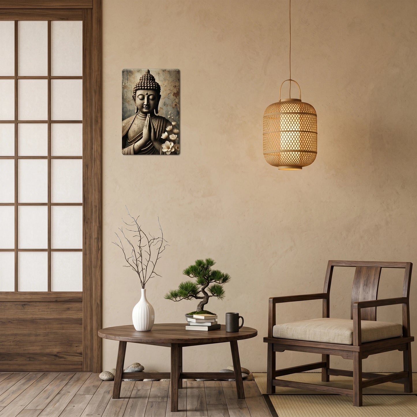 Vintage Buddha Zeichen des Friedens | Metall-Wandkunst für draußen