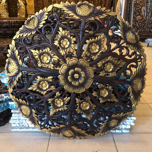 Gilded carved Floral teak wood