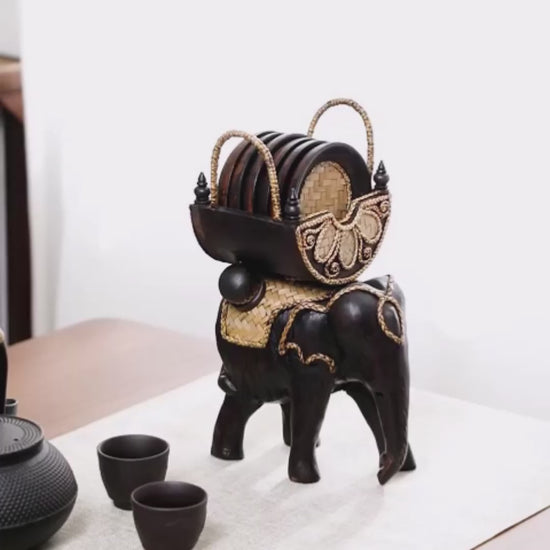 Handcrafted Elephant Coaster Set